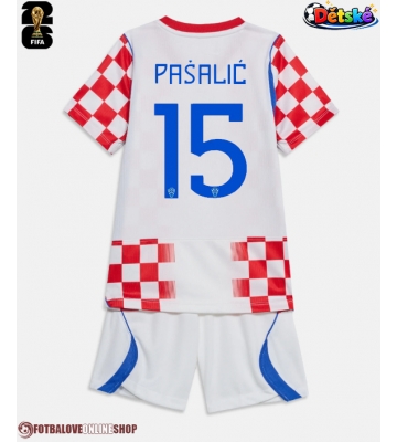 Chorvatsko Mario Pasalic #15 Domácí dres komplet pro Děti MS 2026 Krátkým Rukávem (+ Krátké kalhoty)